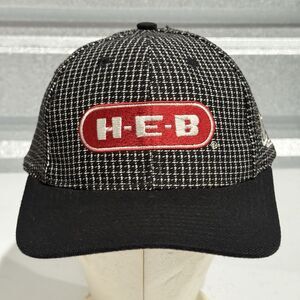 Vintage Logo Athletics Hat HEB Grocey Store Texas Geometric Checks 90s